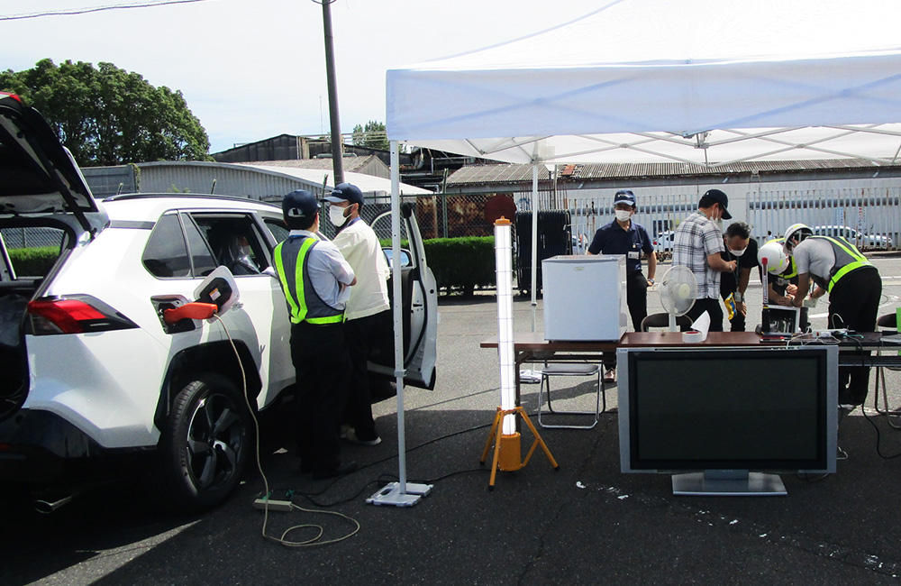 Disaster prevention drill using AC inverter’s power source functionality